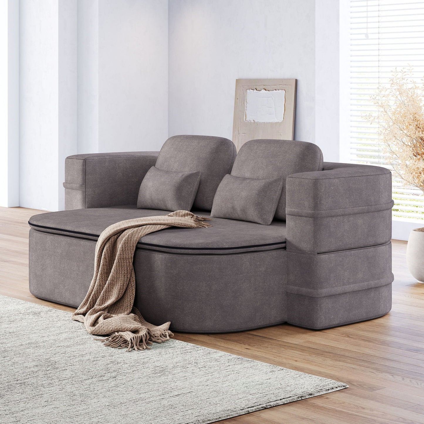 Foldable Sofa Bed with a Multi Functional Blanket