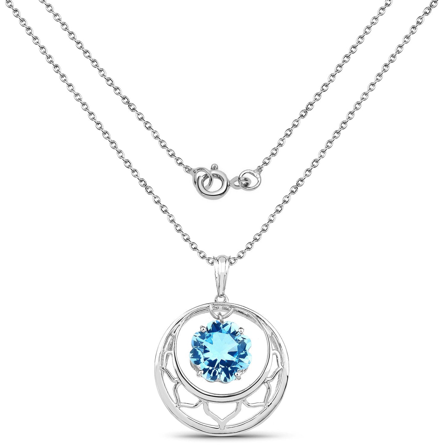 8.75ct Swiss Blue Topaz pendant in .925 sterling silver with circular halo by Bids.com on Tampa Home & Garden Store