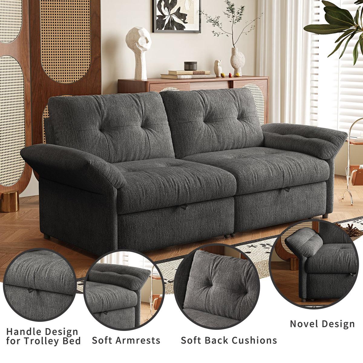 Multifunctional Plush Chenille Sofa and Bed Set