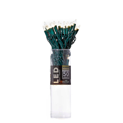 50-Light Warm White LED String Lights on Green Wire by The Country Christmas Loft on Tampa Home & Garden Store