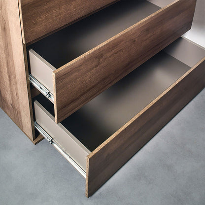 Contemporary wood chest with dark brown finish and soft-closing drawers on Tampa Home & Garden Store