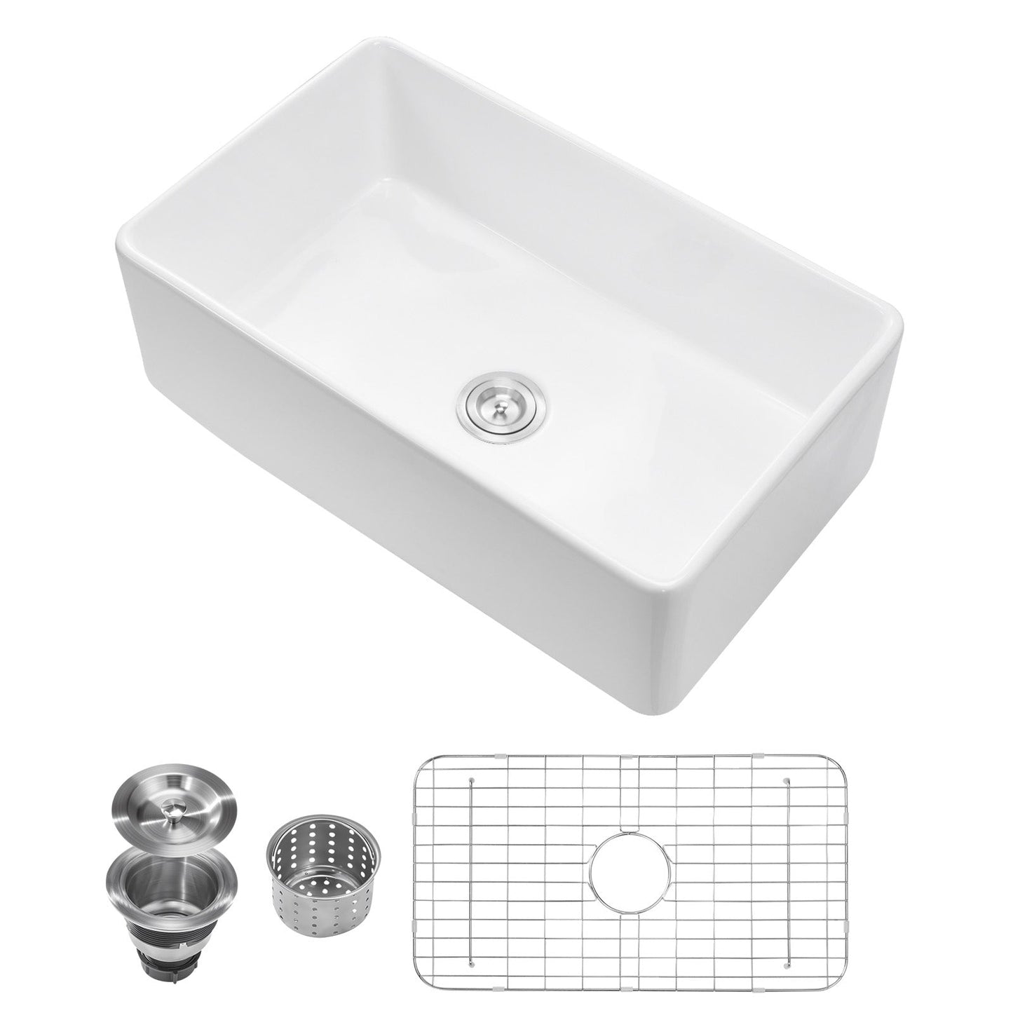 Single Bowl Undermount Kitchen Fireclay Sink