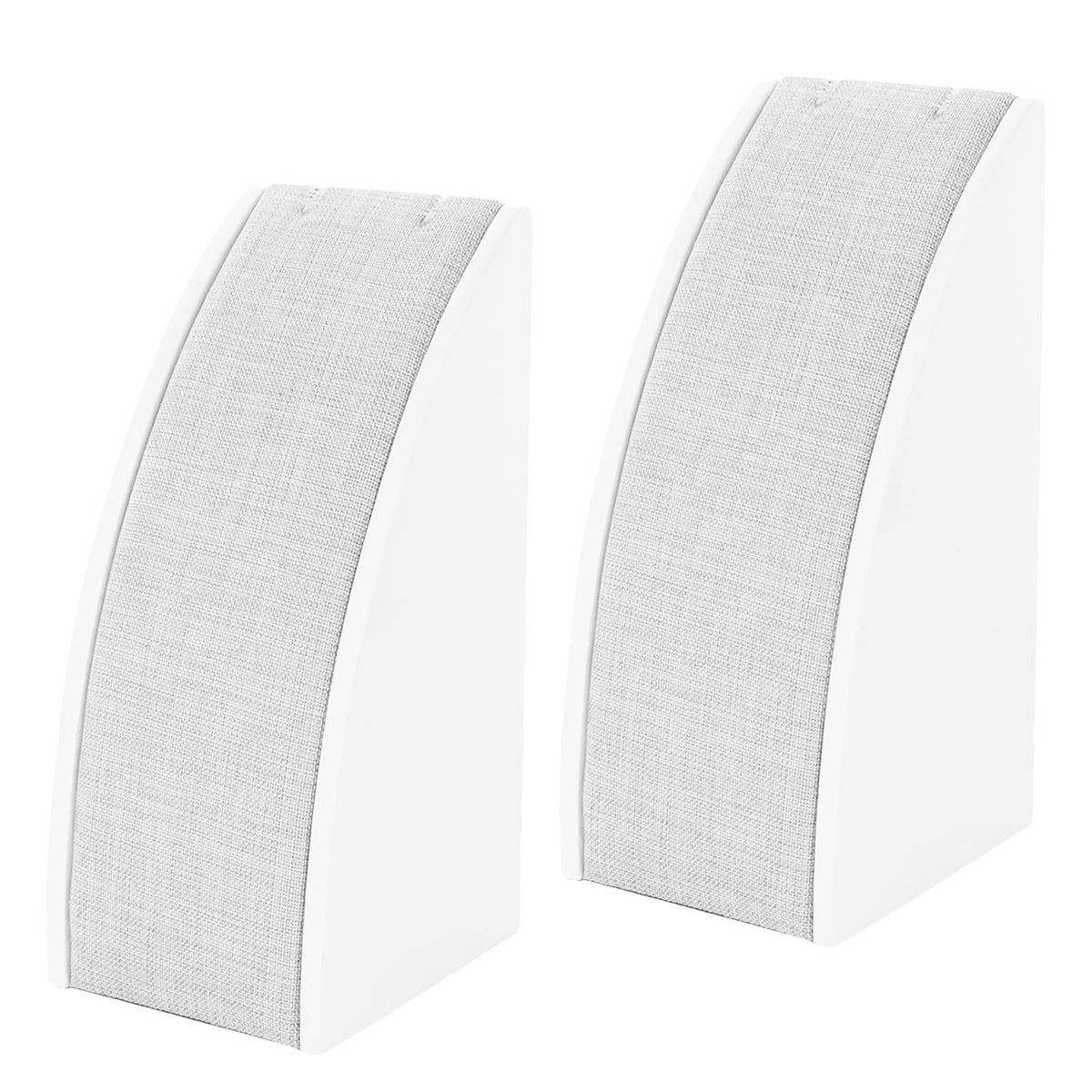 Two white Single Necklace Display stands with grey fabric panels by Lauren G Adams, Jewelry Stands on Tampa Home & Garden Store
