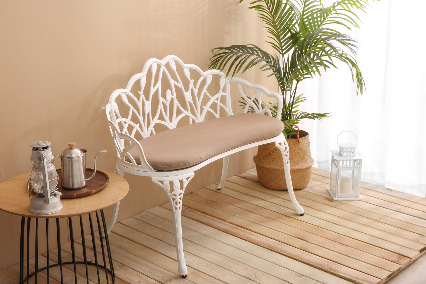 Cast Aluminum Tulip Outdoor Garden Bench