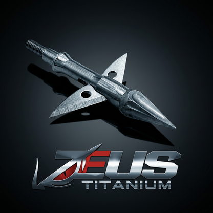 ZEUS TITANIUM broadheads (3-pack) with practice head and 100/125 grain tips, silver metal on Tampa Home & Garden Store