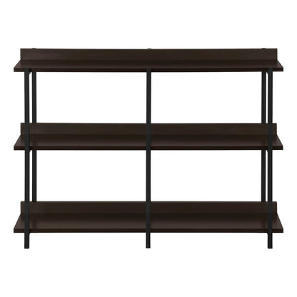 Accent console table three-tier design in dark brown with black metal legs Unique Piece on Tampa Home & Garden Store