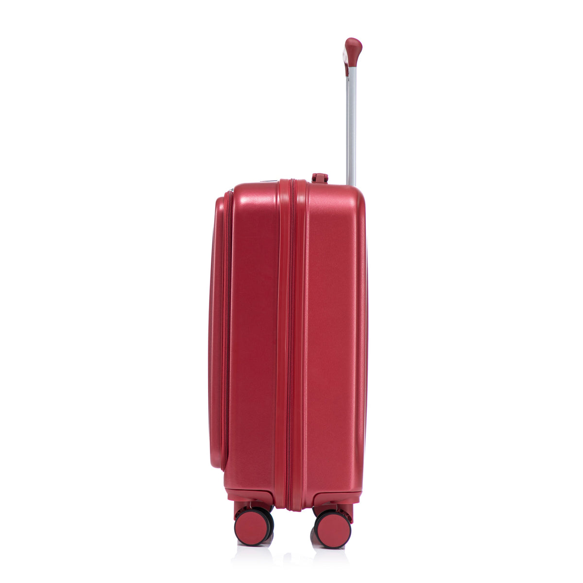 Red ABS spinner luggage set with telescoping handle and wheels on Tampa Home & Garden Store