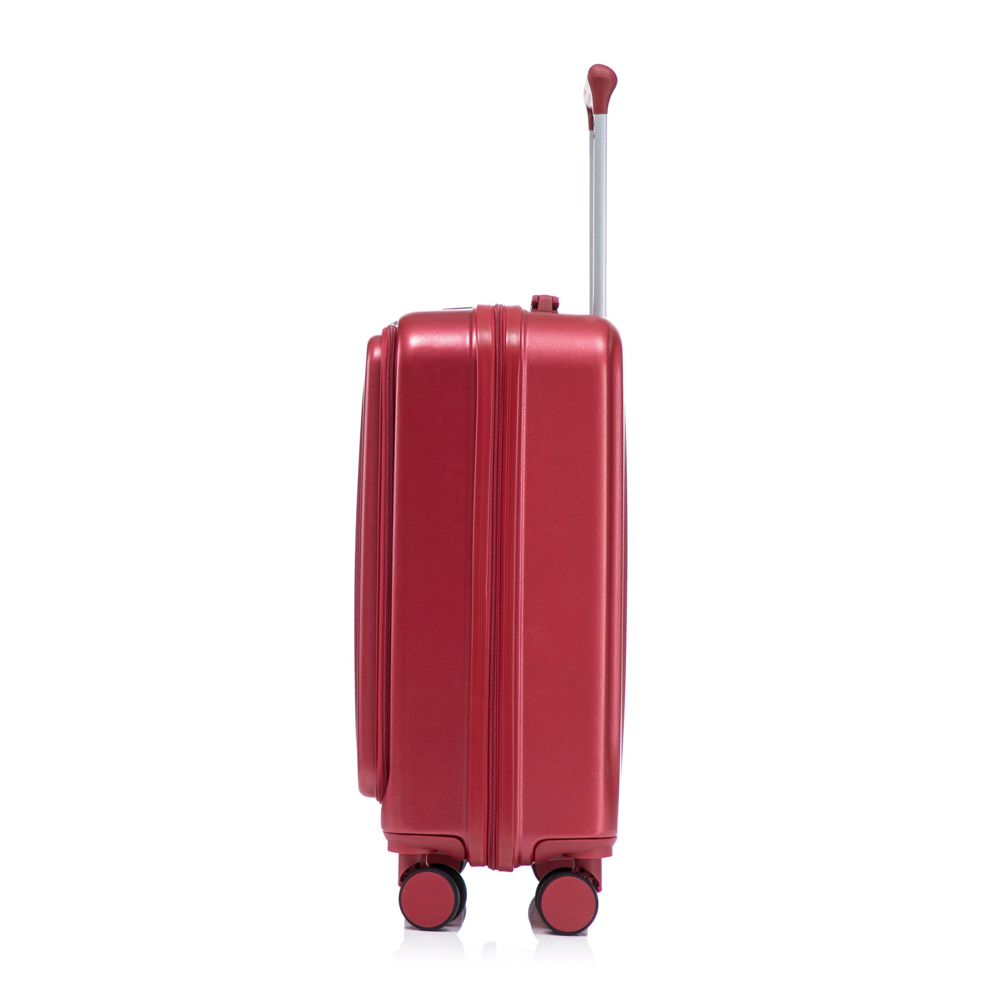 Red ABS spinner luggage set with telescoping handle and wheels on Tampa Home & Garden Store