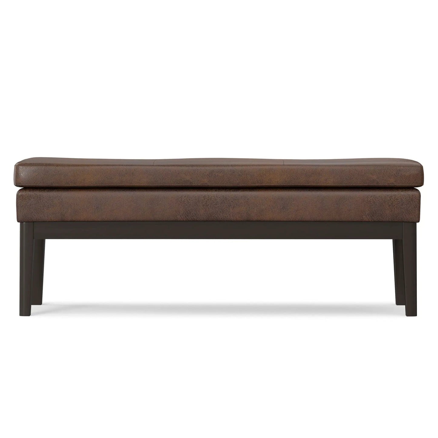Carlson Ottoman Bench brown leather top with dark legs mid-century design Unique Piece Furniture on Tampa Home & Garden Store