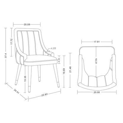 Eda dining chair with stitched upholstery, armchair blueprint sketch HouseOfZazla on Tampa Home & Garden Store