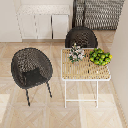 HouseOfZazla 2-pack lounge chairs with folding table, black mesh chairs and white table on Tampa Home & Garden Store