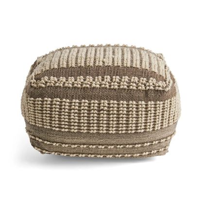 Rustic Wool and Cotton Pouf Handcrafted Tufted