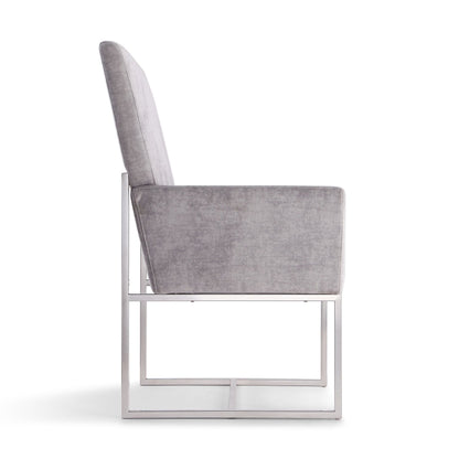 Element Dining Arm Chair by HouseOfZazla, gray velvet upholstery on Tampa Home & Garden Store
