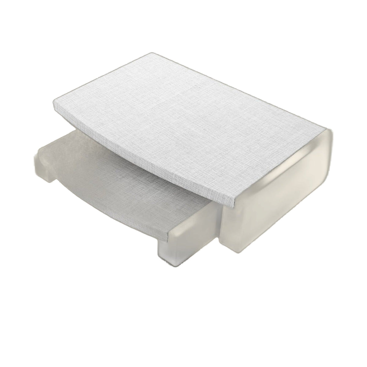 Dual jewelry display set with gray linen top and glossy white base by Lauren G Adams on Tampa Home & Garden Store
