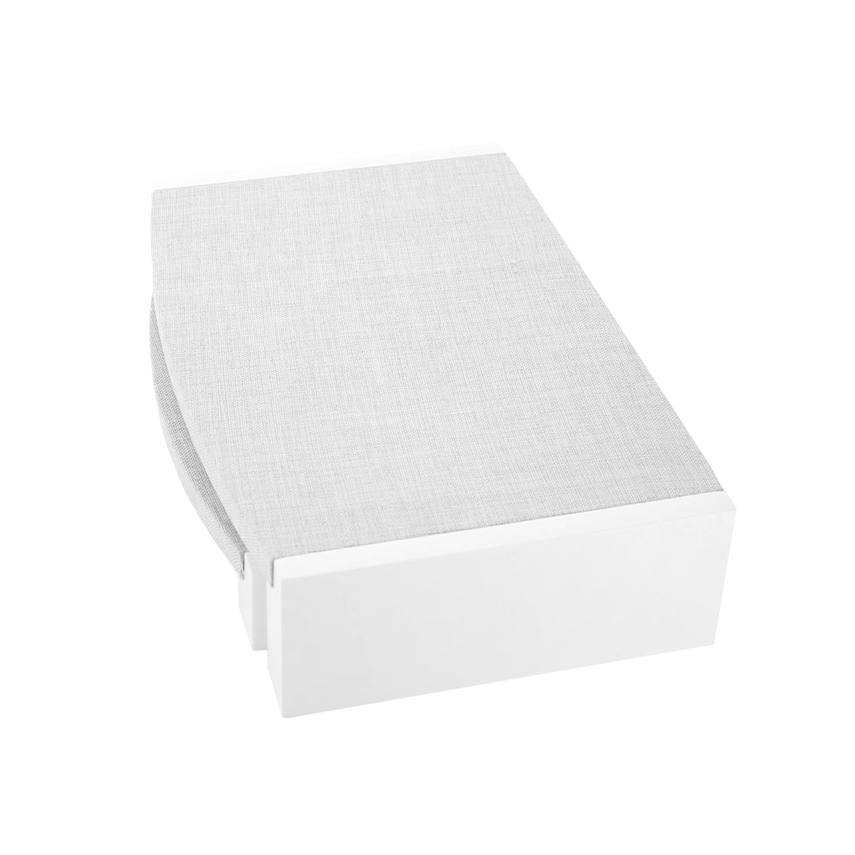 Dual jewelry display set with gray linen fabric top and glossy white base on Tampa Home & Garden Store