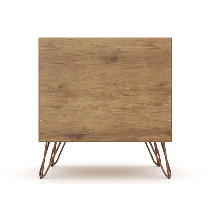 Rockefeller nightstand with 1 drawer and splayed metal legs in warm wood finish on Tampa Home & Garden Store