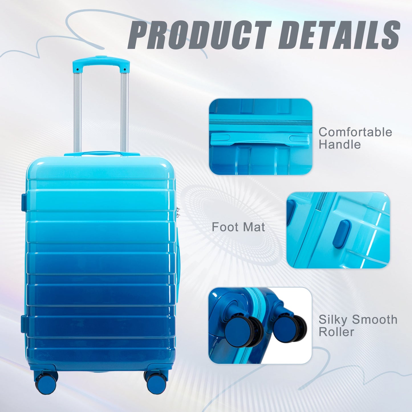 PC Spinner Wheel Luggage Set blue hard-shell luggage by HouseOfZazla multi with 360° wheels on Tampa Home & Garden Store