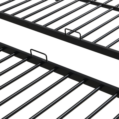 Black metal triple bunk bed frame with tubular rails and slats on Tampa Home & Garden Store
