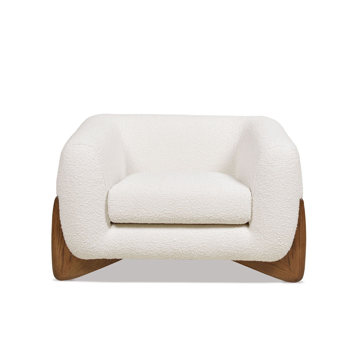 Sherpa Arm Chair with Removable Cushion in white sherpa fabric, wood base HouseOfZazla on Tampa Home & Garden Store