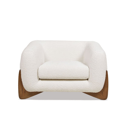 Sherpa Arm Chair with Removable Cushion in white sherpa fabric, wood base HouseOfZazla on Tampa Home & Garden Store