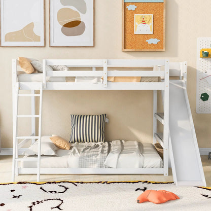 White pine bunk bed with ladder, slide and shelves on Tampa Home & Garden Store