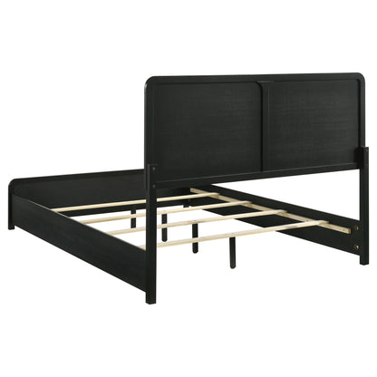 Burton panel bed with upholstered headboard in black, HouseOfZazla on Tampa Home & Garden Store