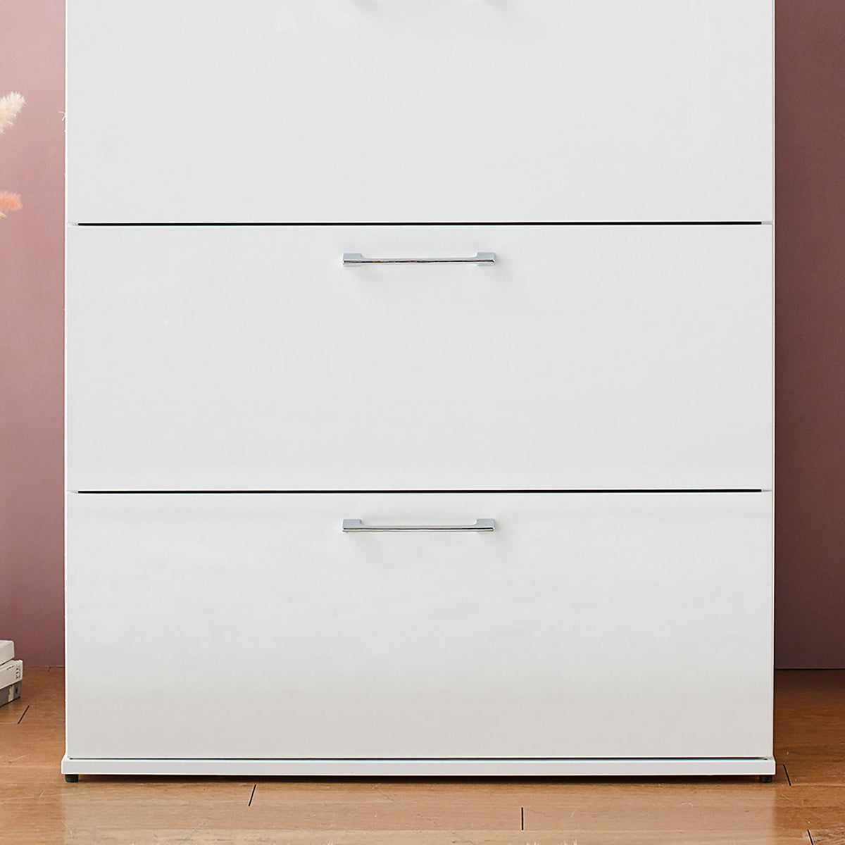 Glossy 4-drawer accent chest in white with chrome handles, deep storage HouseOfZazla on Tampa Home & Garden Store
