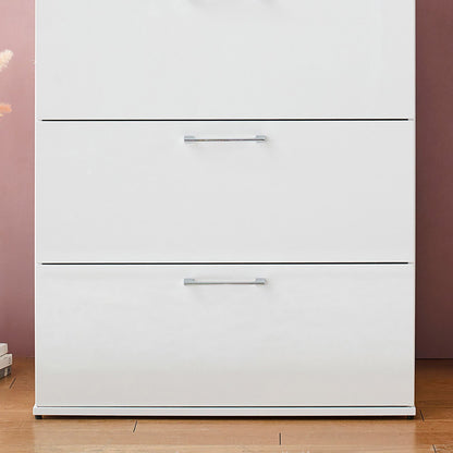 Glossy 4-drawer accent chest in white with chrome handles, deep storage HouseOfZazla on Tampa Home & Garden Store