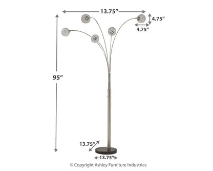 Winter Metal Arc Lamp With Crystal Balls Silver
