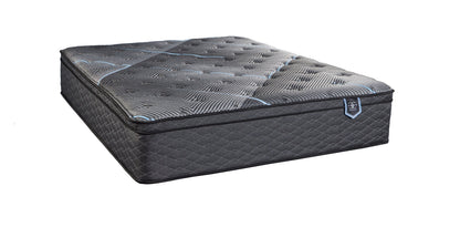 Restonic ComfortCare Hybrid California King mattress with euro top in dark gray quilted fabric Restonic label visible on Tampa Home & Garden Store