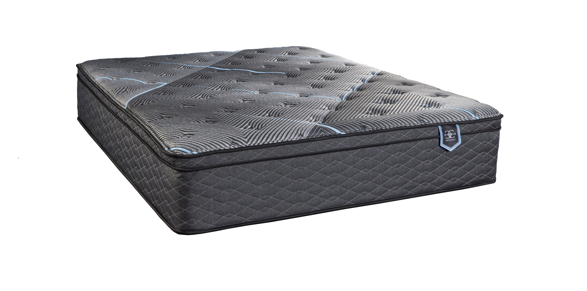 Restonic ComfortCare Hybrid Restful Nights Euro Top Plush Full Mattress, dark gray quilted sides on Tampa Home & Garden Store