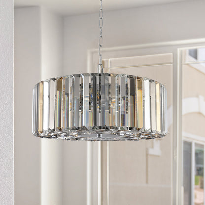 17' Chrome Crystal Pendant Chandelier with crystal prisms by HouseOfZazla on Tampa Home & Garden Store