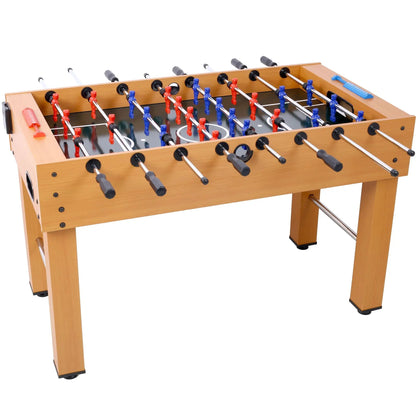 Hurricane foosball table wood finish with red and blue players by Unique Piece Furniture on Tampa Home & Garden Store