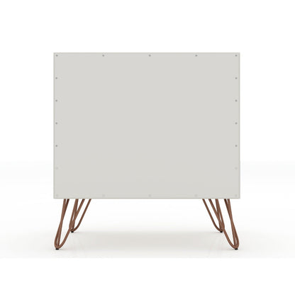 Rockefeller Nightstand with 1 Drawer and splayed bronze legs by HouseOfZazla in gray finish on Tampa Home & Garden Store
