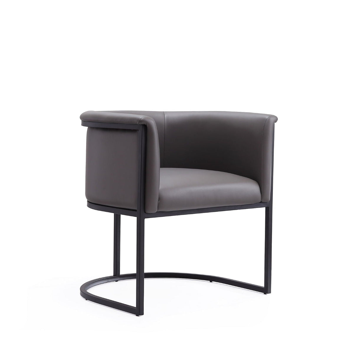 Cosmopolitan Dining Chair with Geometric Metal Frame dark gray faux-leather by HouseOfZazla on Tampa Home & Garden Store