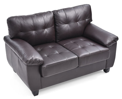 Gallant leather loveseat with tufted cushions, dark brown finish, hardwood frame on Tampa Home & Garden Store