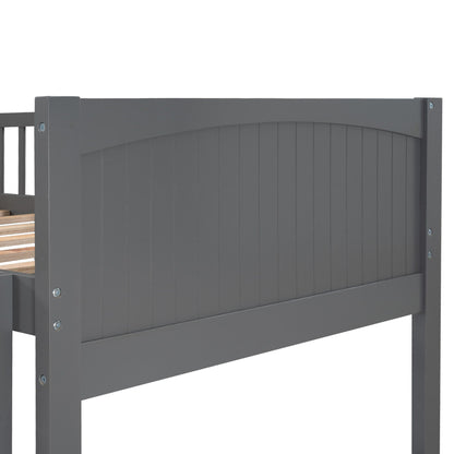 Gray bunk bed frame with vertical slat panels and exposed screws on Tampa Home & Garden Store