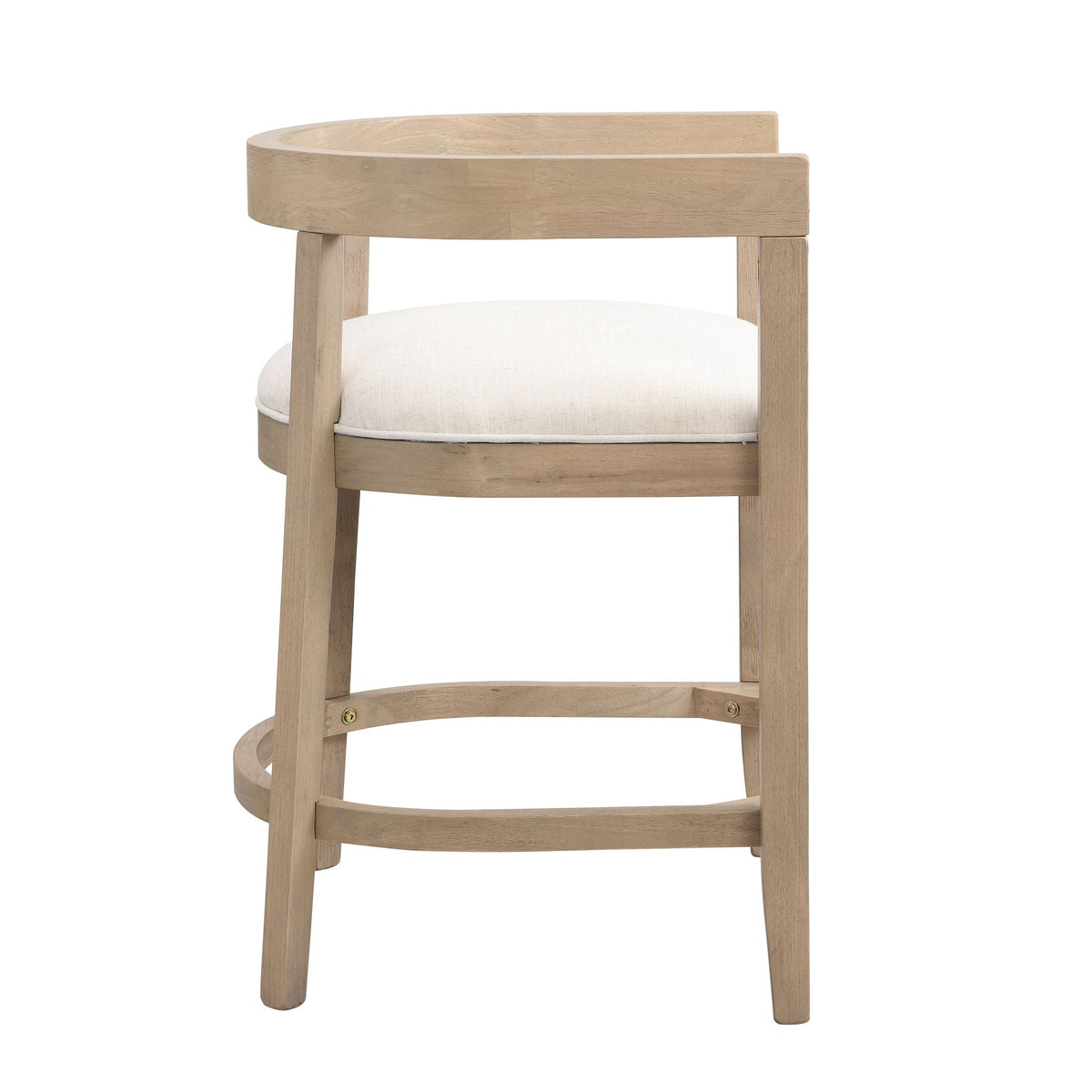 Modern rubberwood counter stool with upholstered cream seat and natural wood finish by HouseOfZazla on Tampa Home & Garden Store