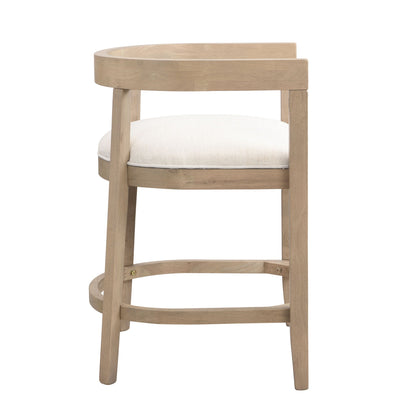 Modern rubberwood counter stool with upholstered cream seat and natural wood finish by HouseOfZazla on Tampa Home & Garden Store