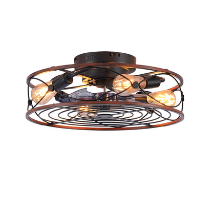 20-inch caged ceiling fan with lights, black metal copper ring, HouseOfZazla remote on Tampa Home & Garden Store