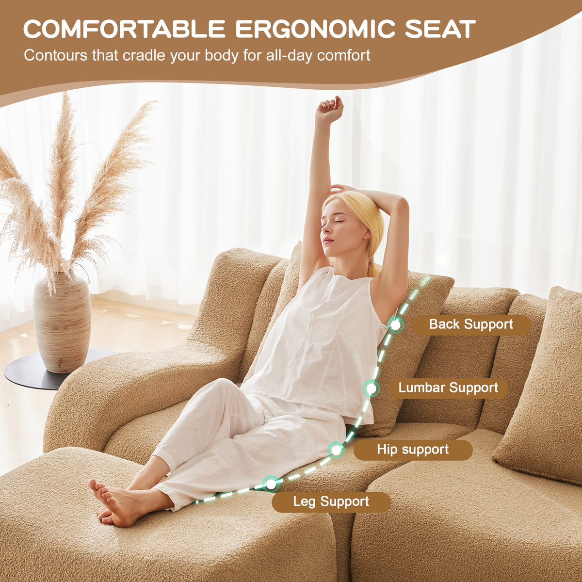 Soft Teddy Fabric and Modern Boneless Sofa