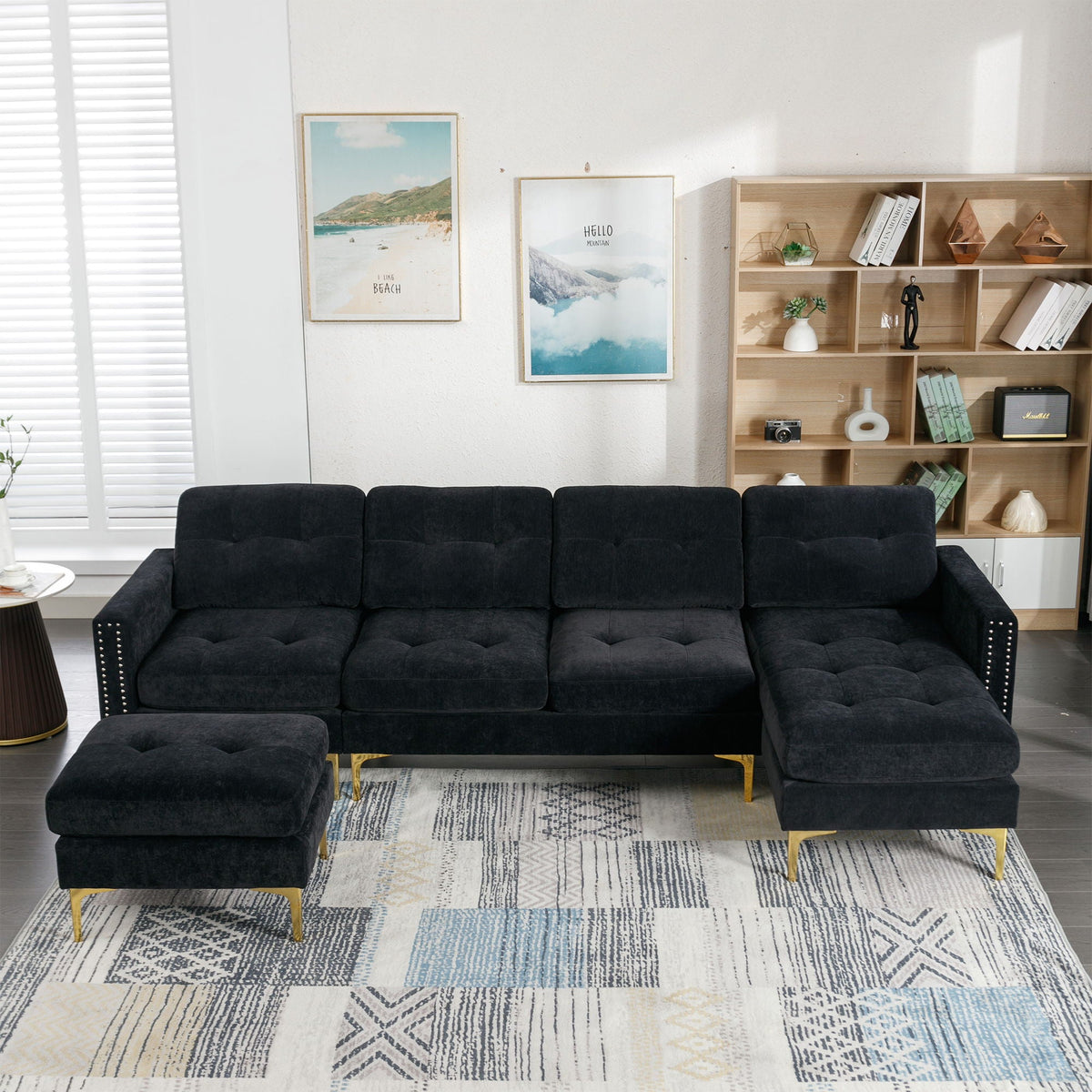 Modern Convertible Sectional Sofa and Ottoman