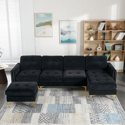 Modern Convertible Sectional Sofa and Ottoman