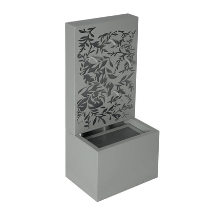 Gray Metal Leaf Cutout Outdoor Fountain with Led
