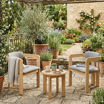 Set of Two Outdoor Acacia Wood Dining Chairs