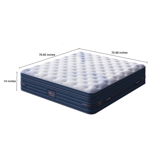Bedstory Spine Align Pro 14in King Firm Cooling Hybrid Mattress blue top and blue sides on Tampa Home & Garden Store