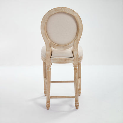 Bar stools 26in height set of 2 in natural wood with beige upholstered round back HouseOfZazla on Tampa Home & Garden Store
