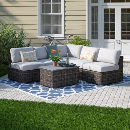 Wicker Sectional Sofa With Cushions And Table outdoor set gray cushions by HouseOfZazla on Tampa Home & Garden Store