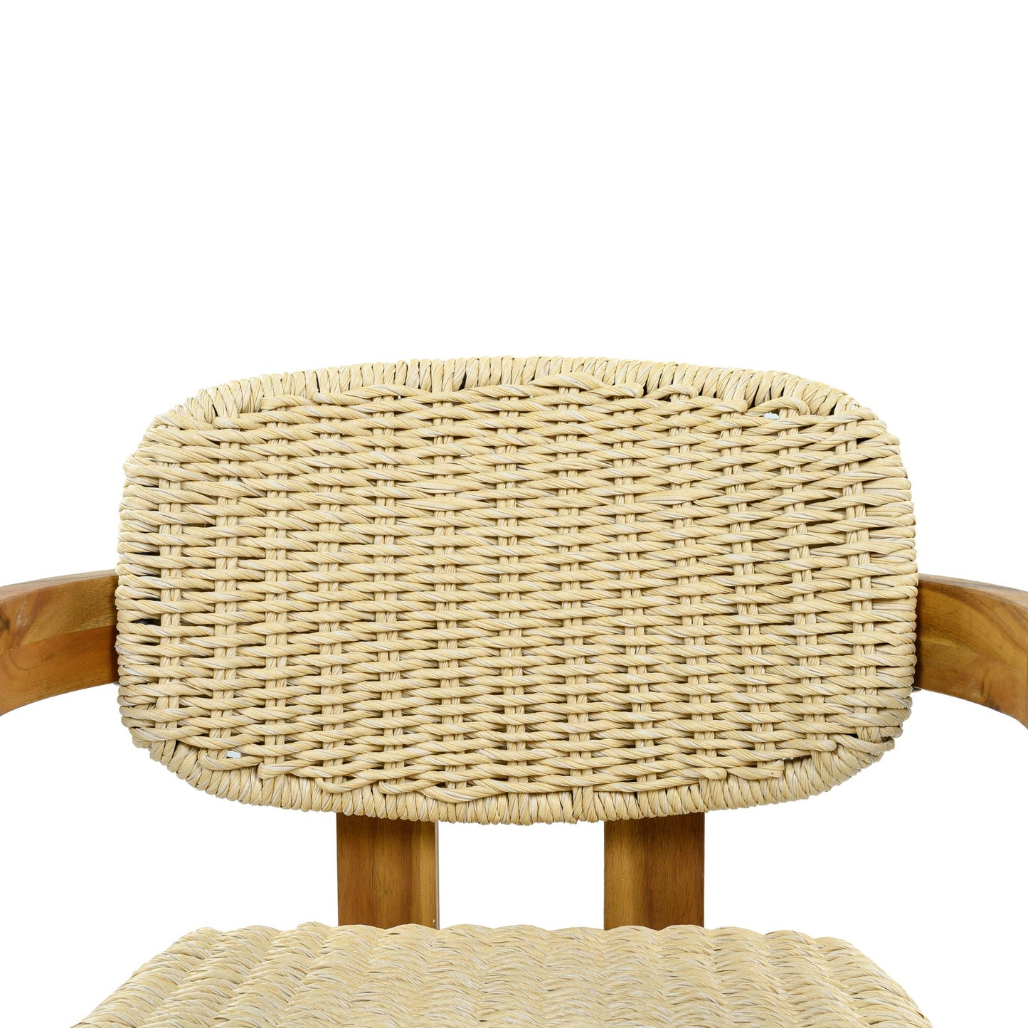 Outdoor accent armchairs set of 2 in natural wicker with teak wood frames on Tampa Home & Garden Store