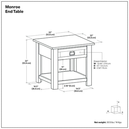Monroe Handcrafted Side Table and the Acacia Wood